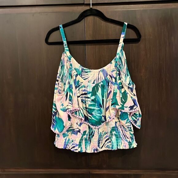 NWT TORRID CRINKLE GAUZE COLD SHOULDER RUFFLE TOP SIZE 3X - Picture 3 of 7